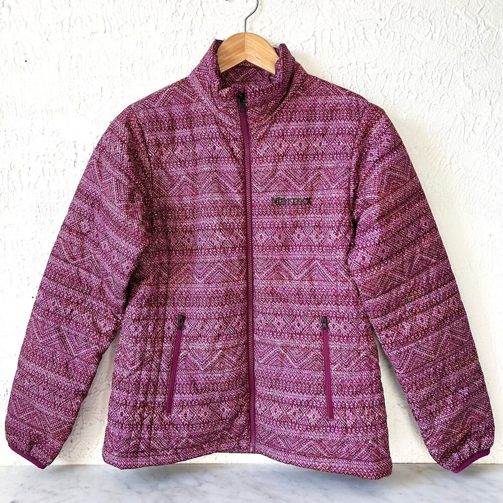Marmot Peak Puffer Coat Women's S Zip Front Magenta Chile  Lightweight Insulated